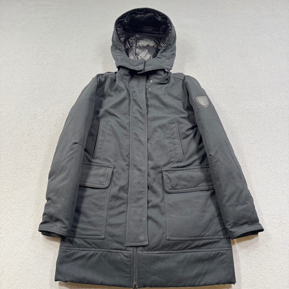 Roots Canada Parka Coat Men's Small Black Goose Down Insulated Hooded Outdoor
